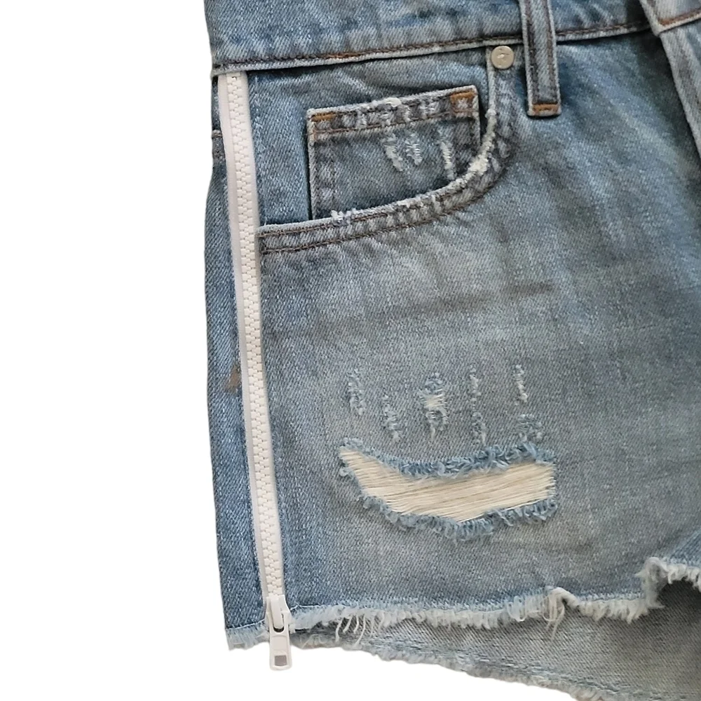 Free People X‎ Sandrine Rose Raw Hem Button Fly Denim Cut Off Shorts